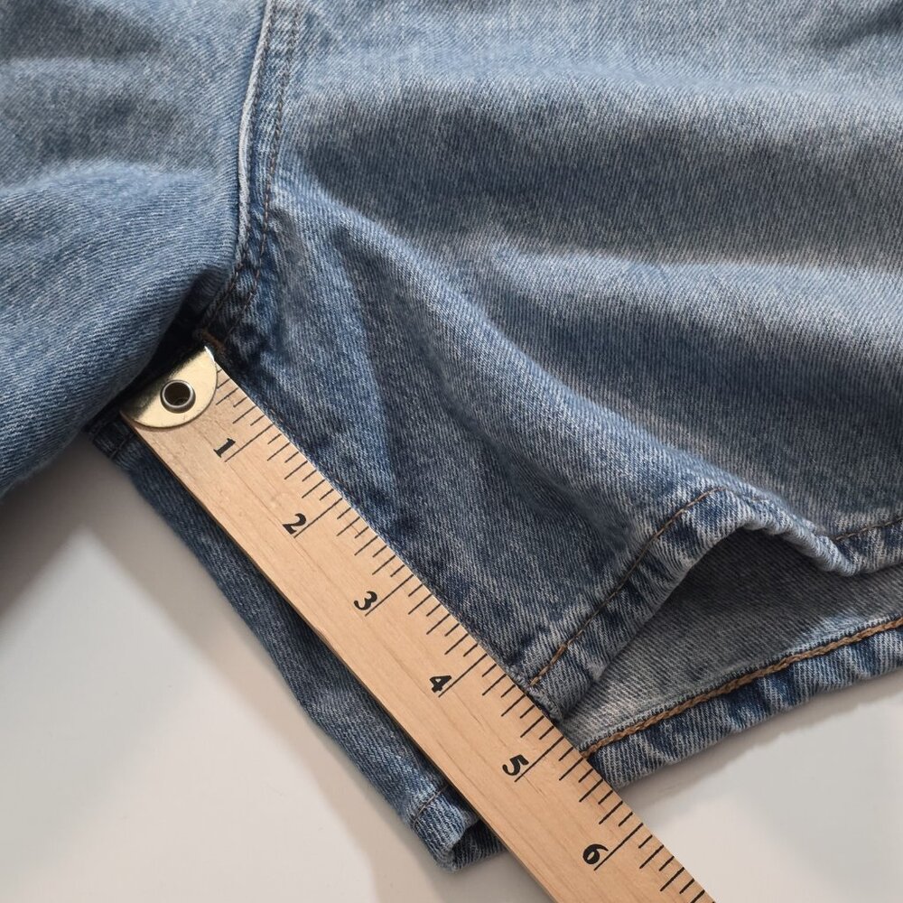 Uniqlo Blue Denim Short Women 32 Cotton Beach Hippie Cottage Casual Zip Fly Boho - Picture 7 of 14